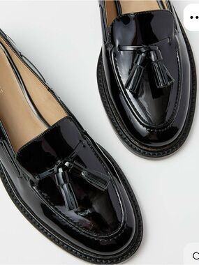 Ann Taylor Black Patent Tassel Loafers